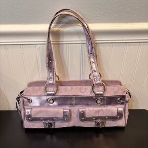 Rare vintage Y2K Guess monogram Pink mini baguette shoulder bag